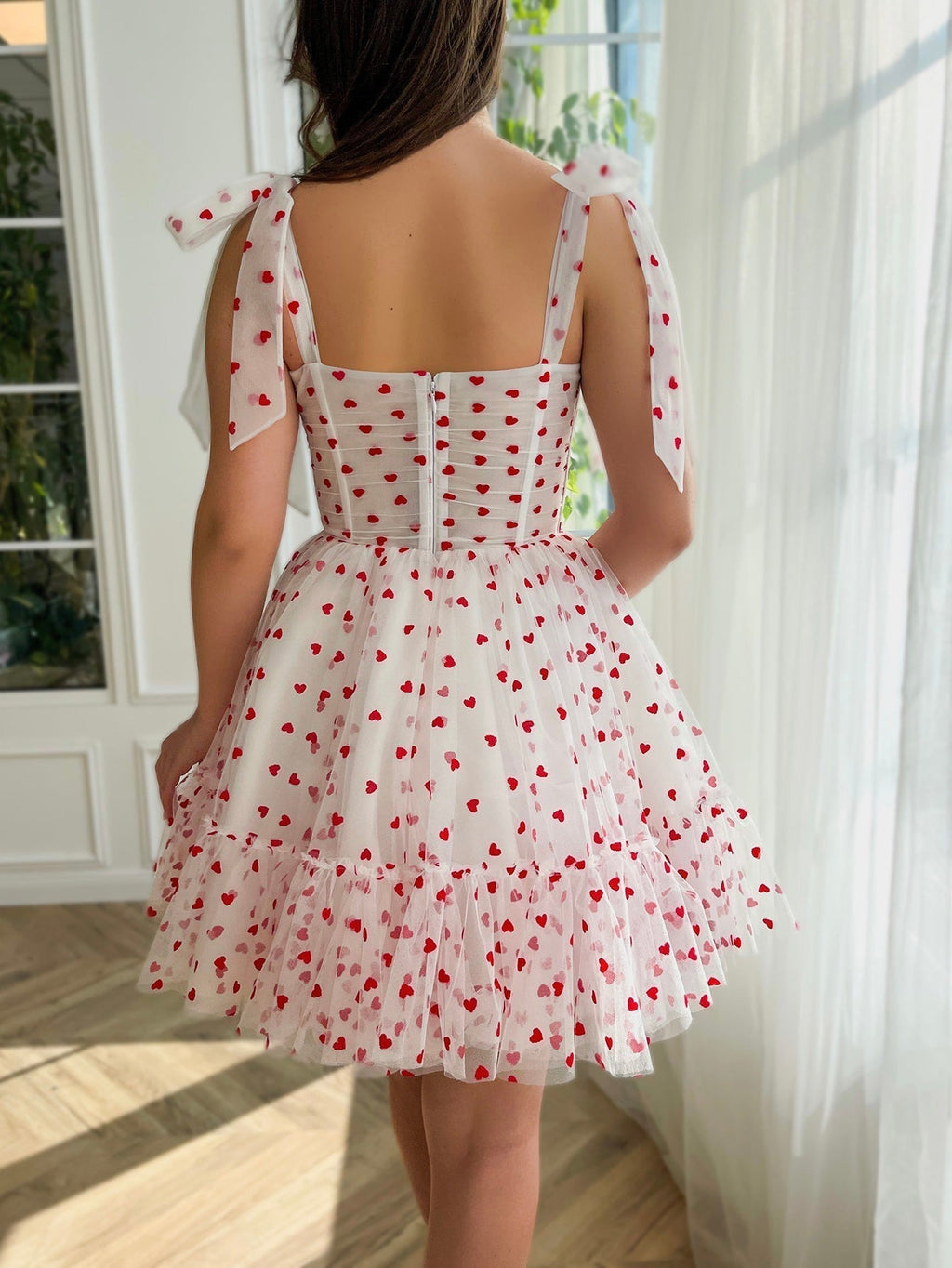 Vestido de fiesta de tul con escote corazón y corte en A