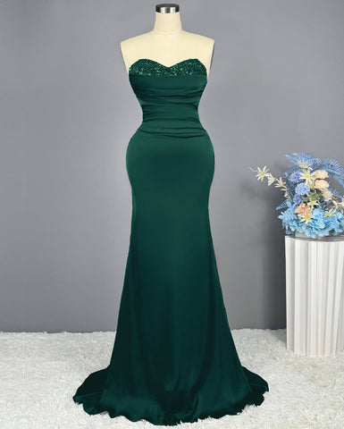 Sleeveless Mermaid Long Prom Gown with Sequined Sweetheart