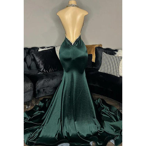 Robe de soirée sirène sexy et tendance, col en V, volants, dos nu, sans manches