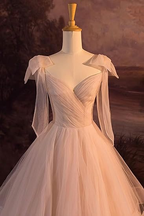 Vestido de noche de fiesta escalonado de tul rosa claro con lentejuelas Y8389