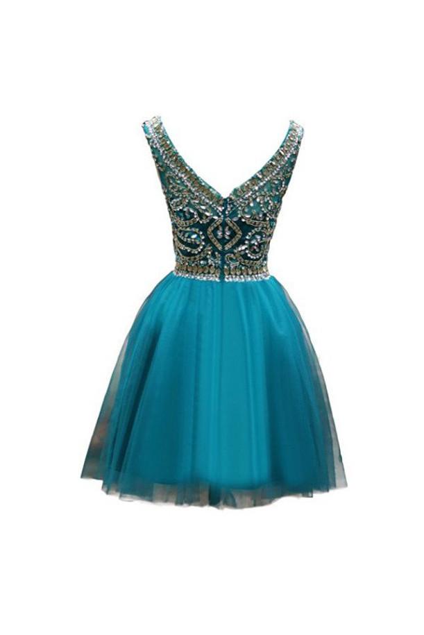 Vestidos de fiesta de bienvenida para niñas, con escote redondo, corte en A y tul verde con cuentas para niñas 