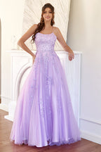 Robe de bal élégante lavande coupe trapèze
