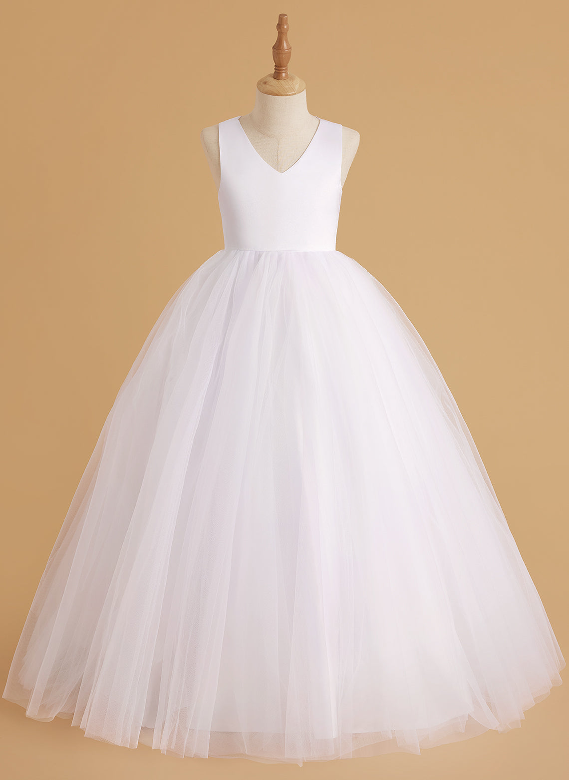 Robe de demoiselle d'honneur intemporelle en satin et tulle, coupe trapèze, sans manches 