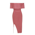 Summer Woman Bandage Dress Slash Neck Bodycon Off Shoulder Midi Club Dress Celebrity Evening Party Dress Vestidos