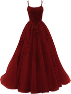 Robe de bal à fines bretelles, ornée d'appliques en dentelle, robe de mariée longue en tulle, style princesse, robe de soirée formelle Y1202
