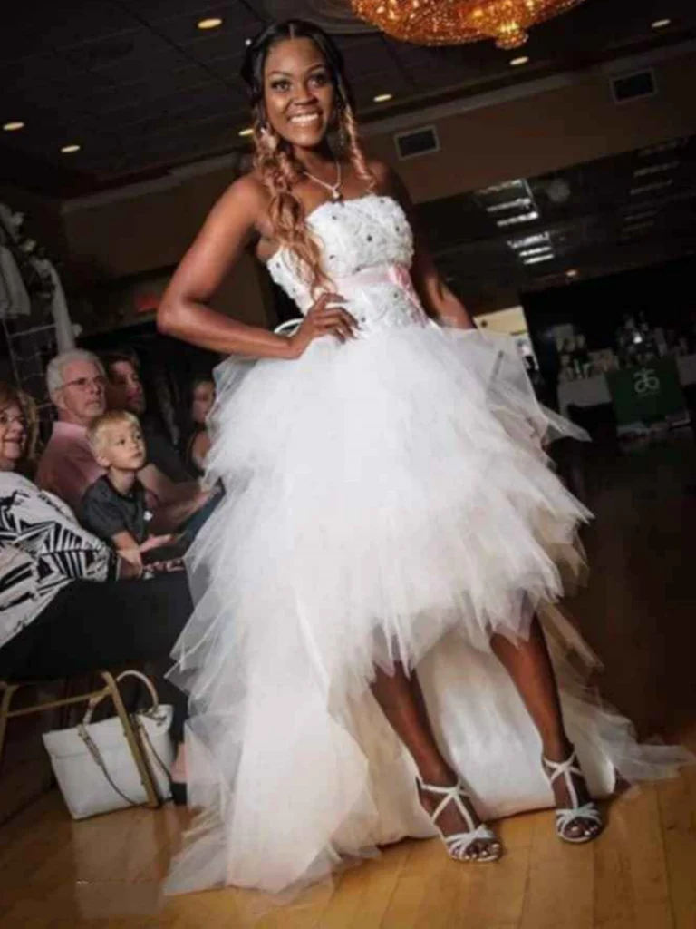 Vestido largo de fiesta de tul blanco con corte asimétrico, vestido de noche formal Y7849