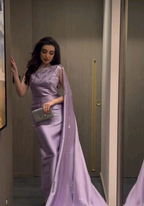 Robe de soirée fourreau asymétrique en satin, robe de gala chic Y5349