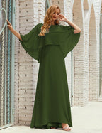 Vestido de dama de honor Sunderly para mujer, manga larga, cuello en V, de gasa, vestido formal de fiesta de boda SY28018