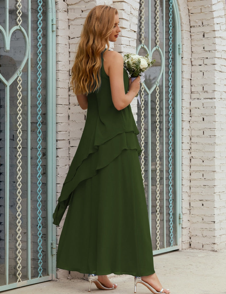 Vestido largo de gasa de talla grande para la madre de la novia, vestido de gala para dama de honor, vestido de graduación SY28019
