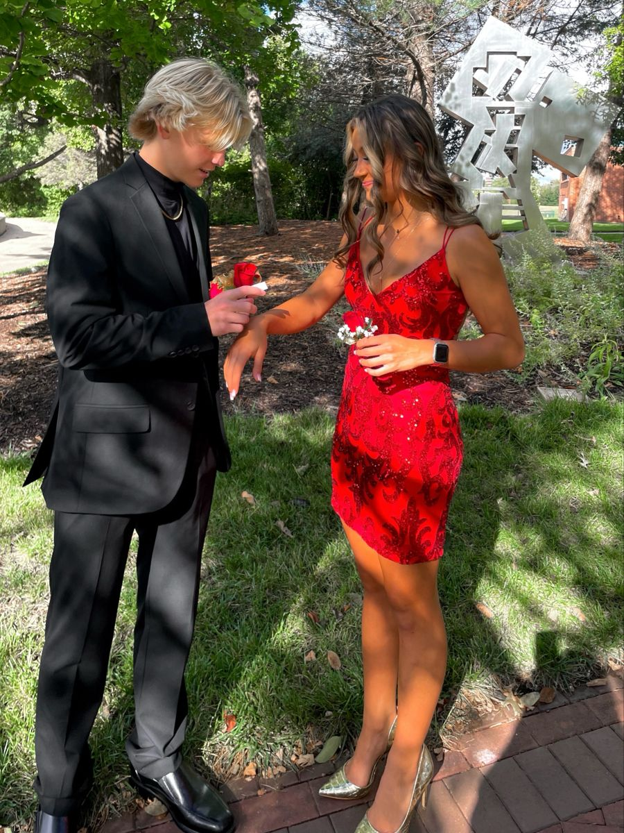 Vestido rojo de lentejuelas para baile de bienvenida, vestido rojo de fiesta Y2243