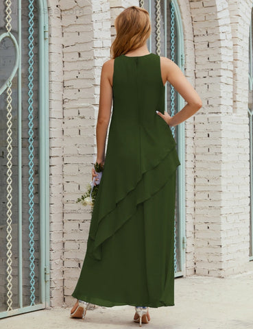 Vestido largo de gasa de talla grande para la madre de la novia, vestido de gala para dama de honor, vestido de graduación SY28019