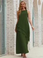 Vestido largo de gasa de talla grande para la madre de la novia, vestido de gala para dama de honor, vestido de graduación SY28019