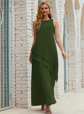 Vestido largo de gasa de talla grande para la madre de la novia, vestido de gala para dama de honor, vestido de graduación SY28019