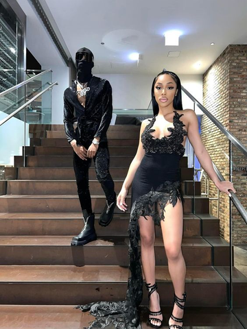 Vestido de fiesta negro sexy sin mangas, vestido negro para baile de bienvenida Y6492