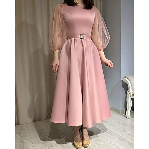 Vestido de cóctel de corte A con manga 3/4, estilo vintage, ideal para fiestas y eventos formales (Y5690)