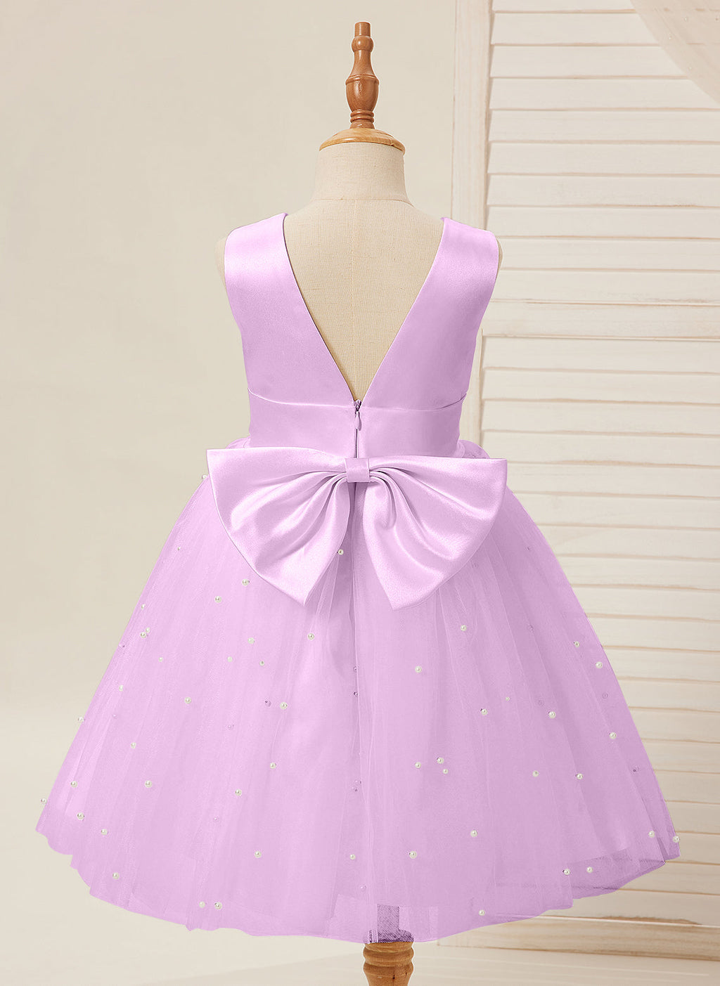 Vestido de princesa/vestido de princesa de satén y tul hasta la rodilla para niña de las flores 