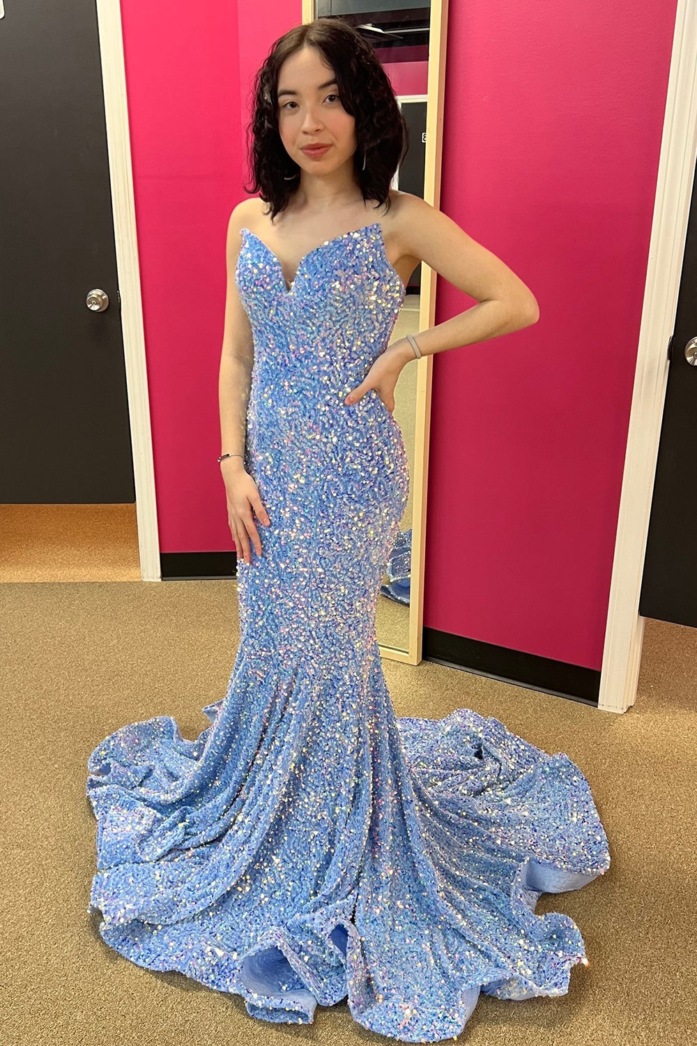 Robe de bal à imprimé cœur