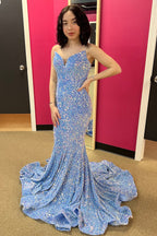 Strapless Sequins Fuchsia Mermaid Prom Dress