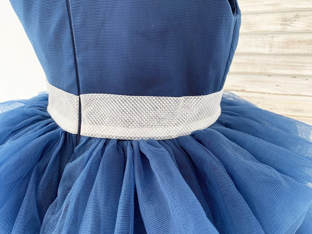 Vestido de niña de las flores de tul corte A hasta la rodilla 