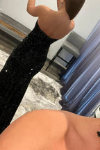Robe de bal sirène royale à sequins sans bretelles