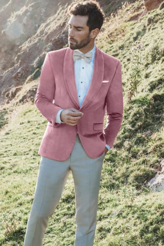 Blazer de bal pour homme à revers châle rose poudré