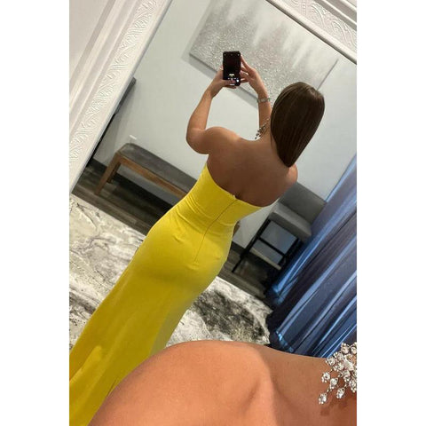 Sweetheart Strapless Beaded Sheath Long Prom Gown With Slit