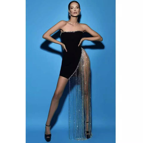 Robe de bal mini sexy bustier fendue à bandage 