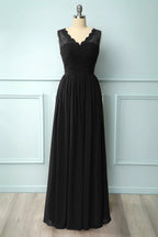 Robe de demoiselle d'honneur longue à col en V