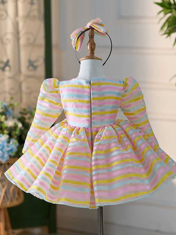 Vestido blanco de organza y tul hasta la rodilla para fiesta del primer cumpleaños de niña 