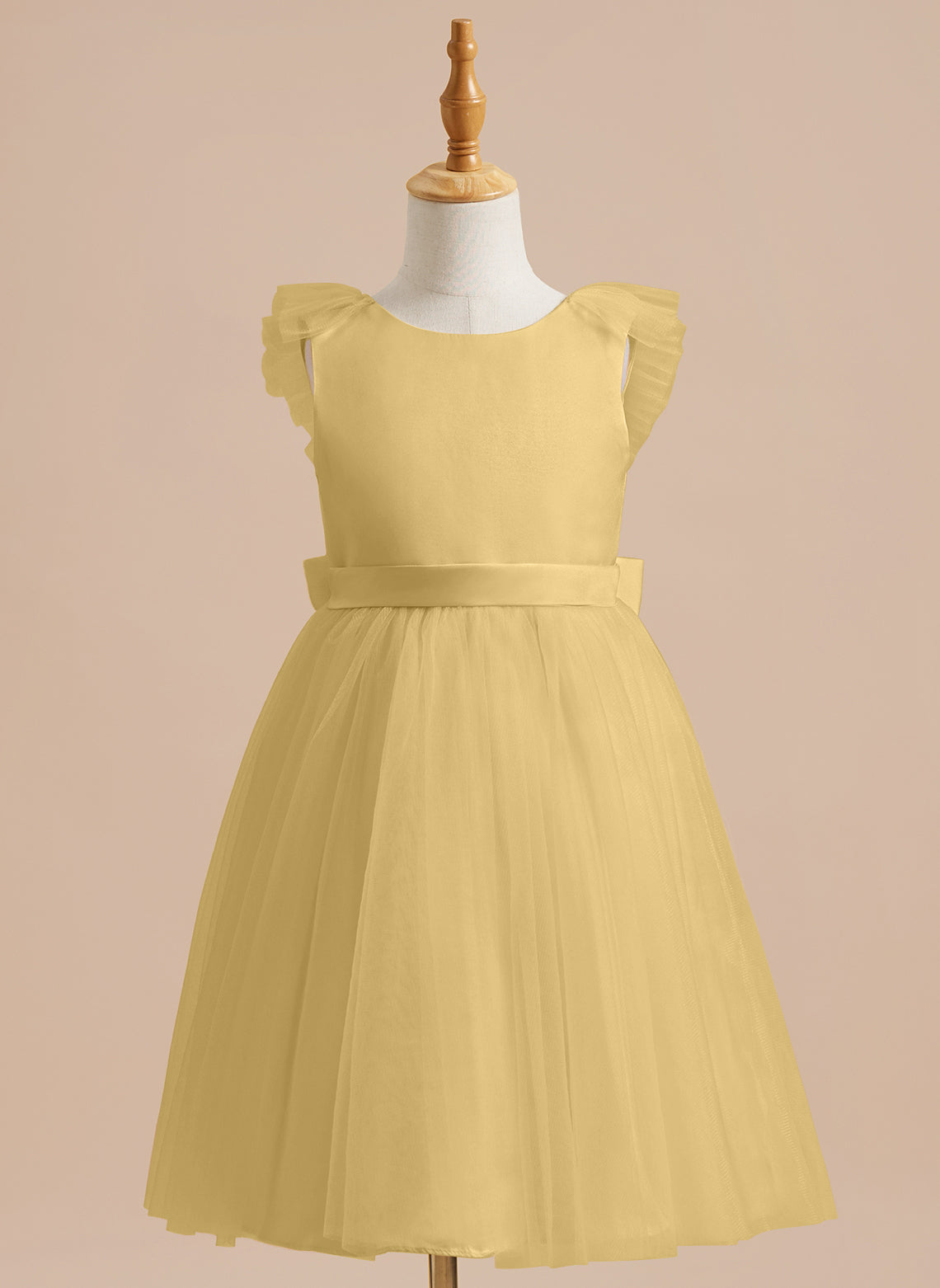 Vestido de niña de las flores de corte A, de satén y tul, hasta la rodilla 