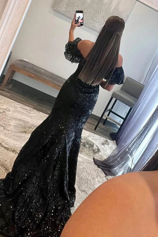 Sparkly Sequin Off the Shoulder Long Prom Dress