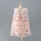 Vestido de niña de las flores de tul hasta la rodilla con bordado de fresas 