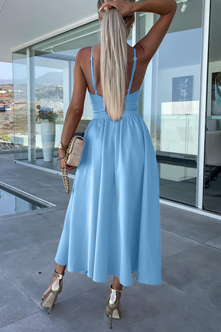 Robe de soirée sexy de célébrités, unie, ajourée, poche, fente en V 