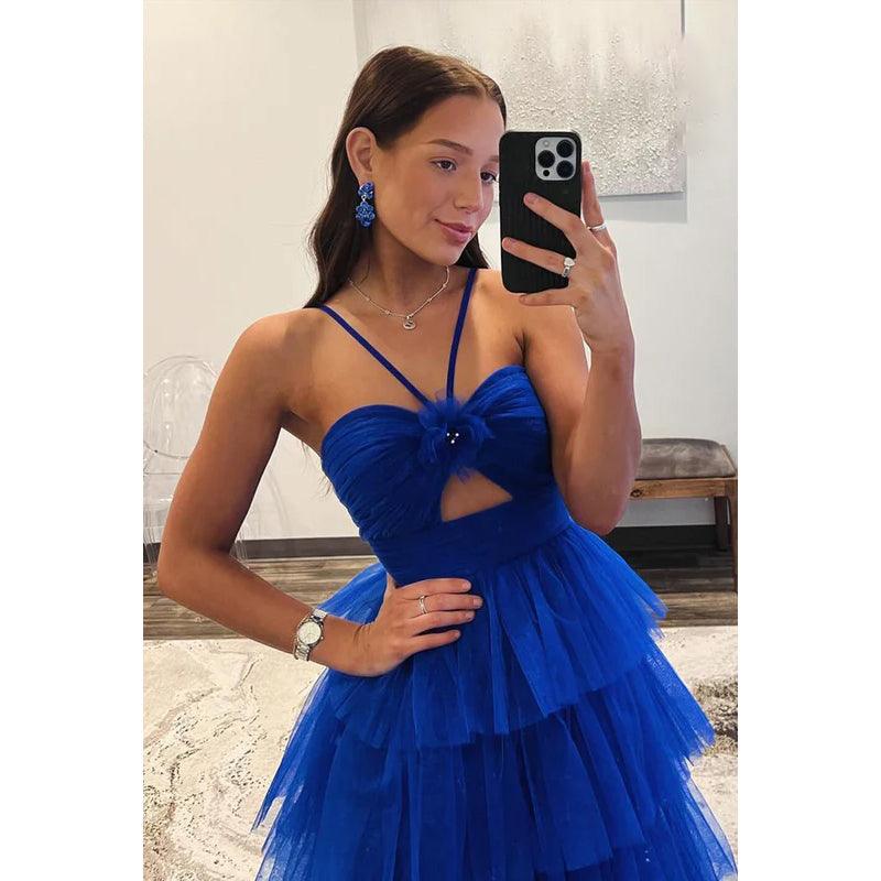Superbe et charmante robe de soirée trapèze sans manches à dos nu