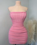 Robe de bal rose ravissante sans bretelles, robe de soirée sexy, robe de club Y1916