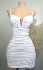 Cute White Straps Homecoming Dress Sexy Bodycon Dress Y1917