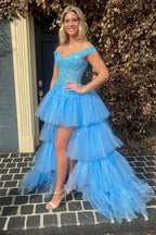 Robe de bal asymétrique en dentelle