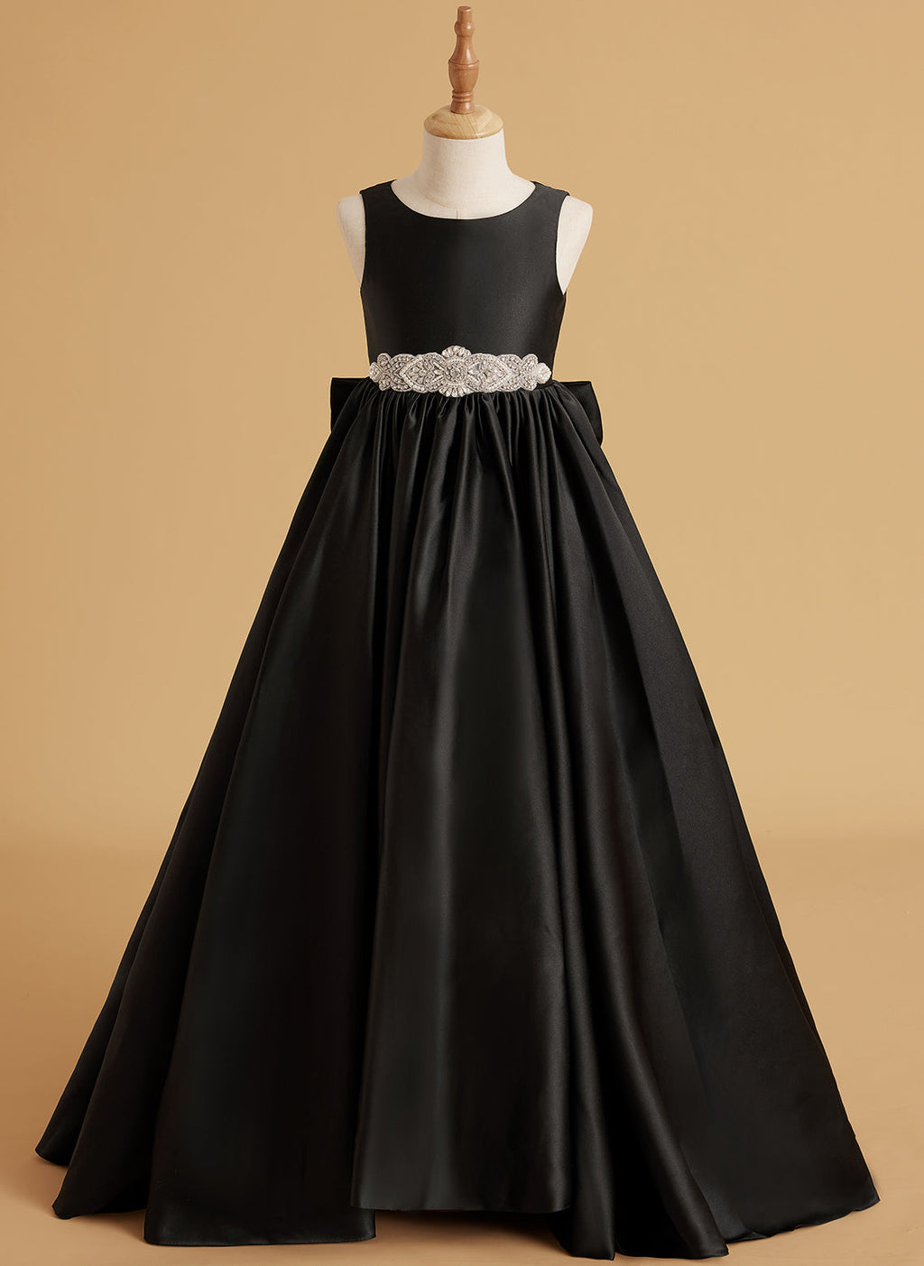 Vestido de princesa de satén con cola para niña de las flores 