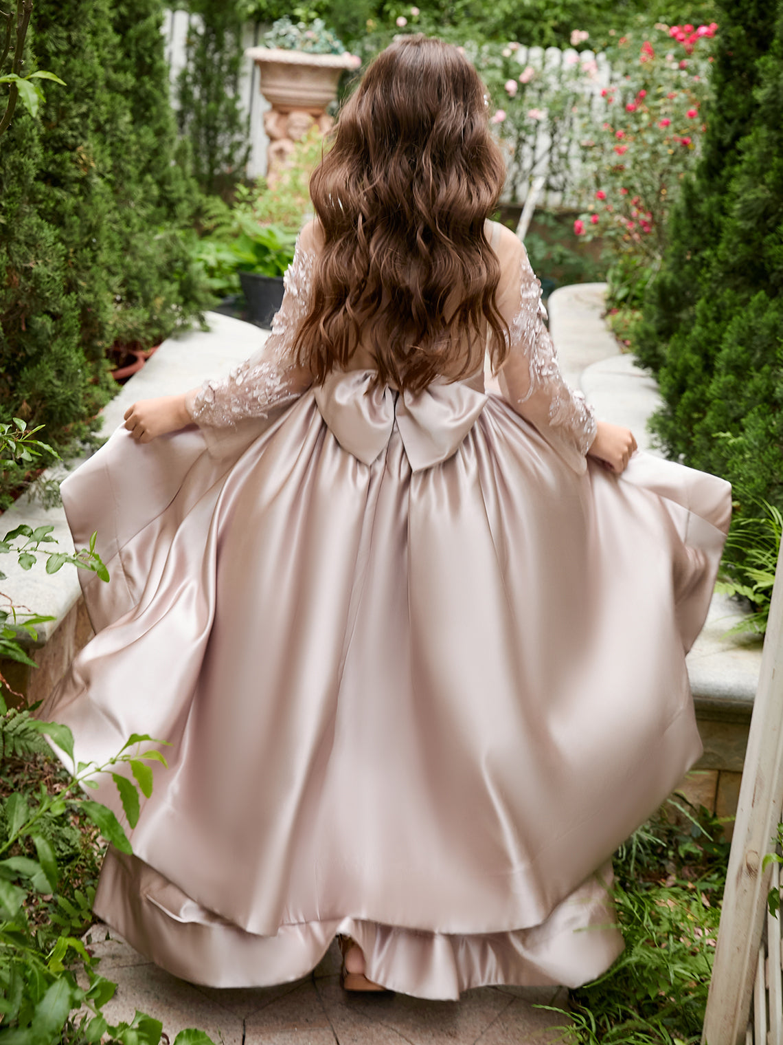 Vestido asimétrico de satén de corte A para niña de las flores