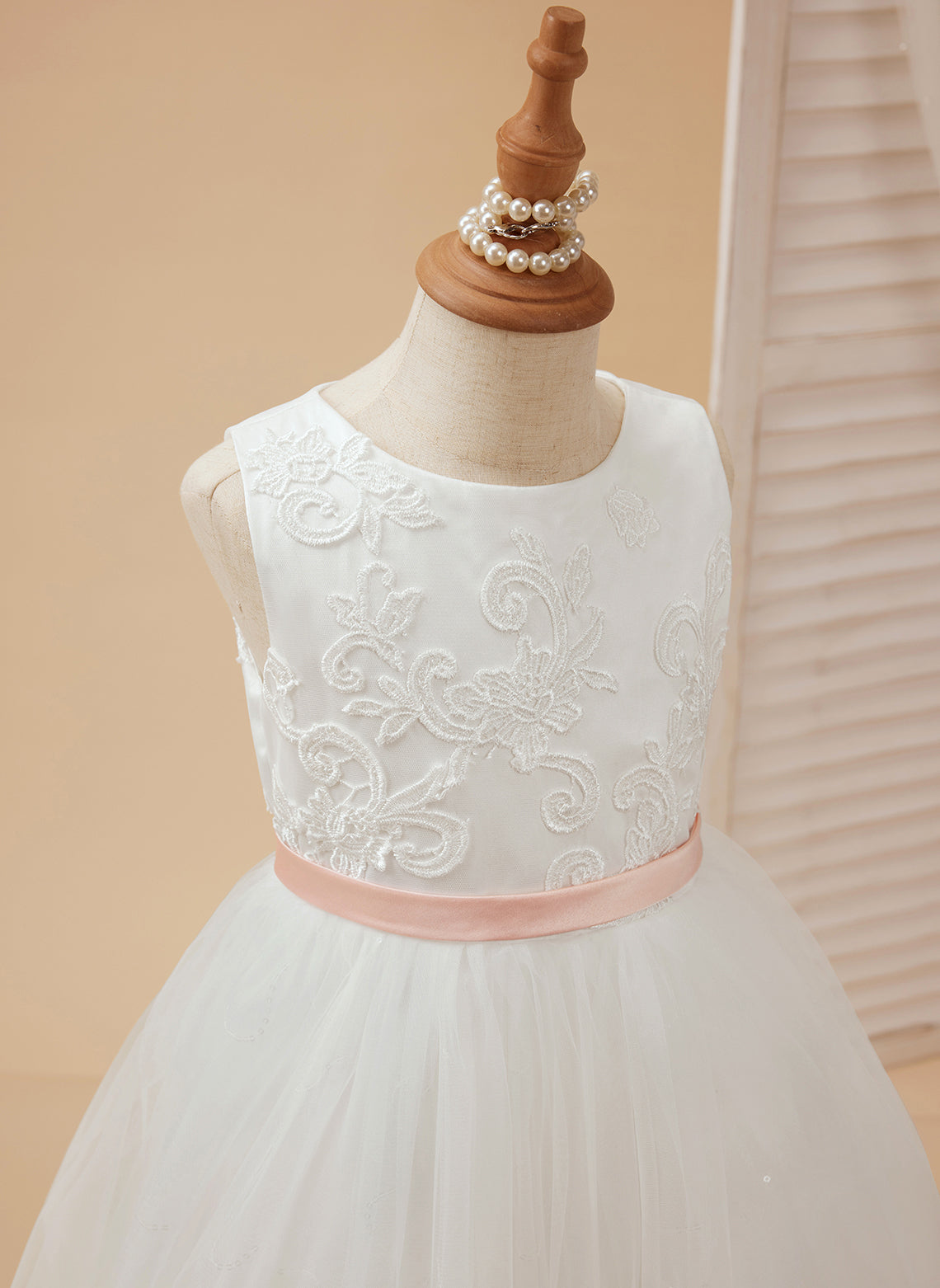 Vestido de princesa/de tul color marfil para niña de las flores 