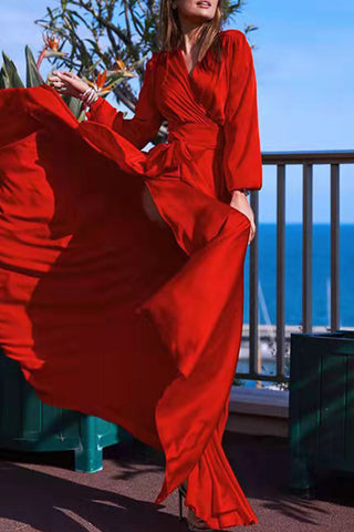 Vestidos de noche formales de celebridades con escote en V y abertura lateral. 