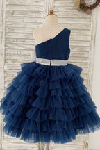Vestido de niña de las flores de tul corte A hasta la rodilla 