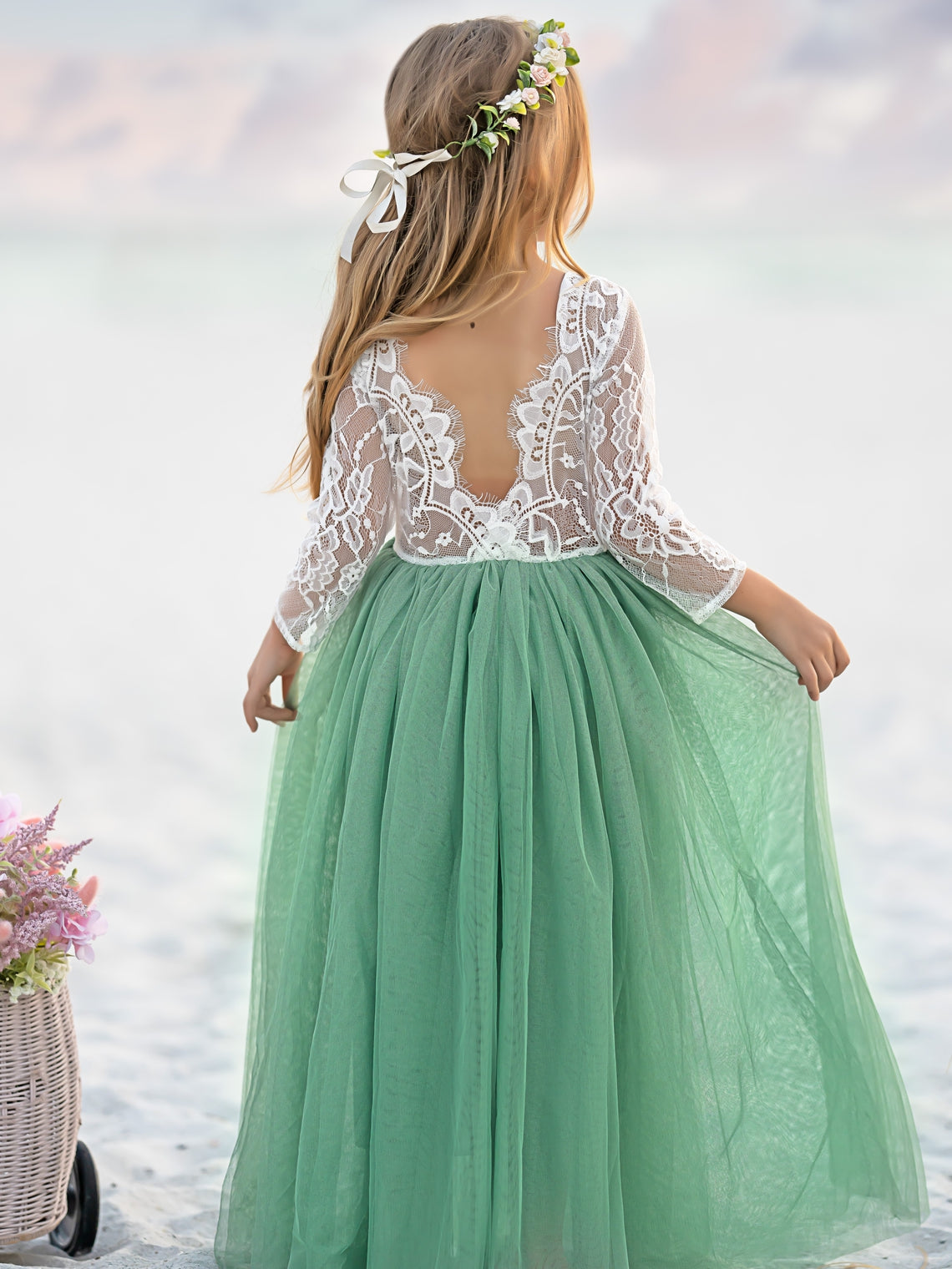 Vestido de niña de las flores, corte recto, tutú, espalda de encaje con peonías, estilo peonía, para fiesta. 