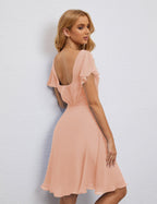 Robe de soirée dos nu, robe de bal formelle, longueur genou, manches courtes, robe de cocktail 28077 