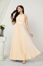 Robe de soirée formelle Baoleely en mousseline de soie, col licou, longue, sans manches, robe de demoiselle d'honneur 2802 