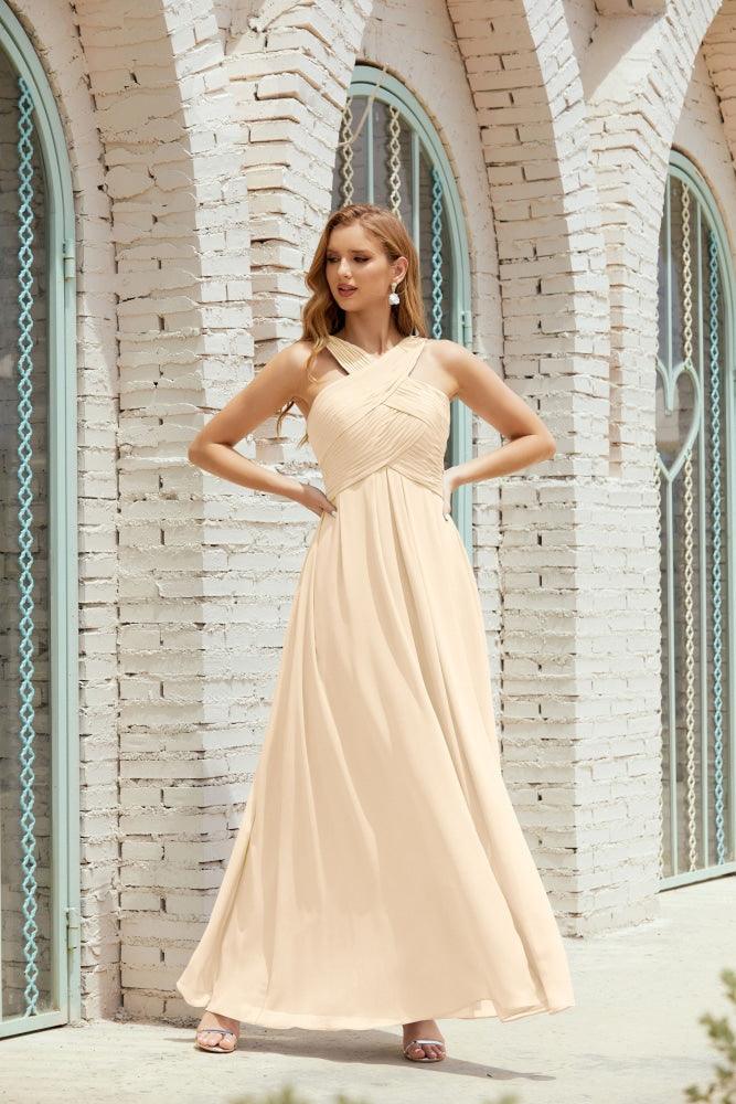 Vestidos de dama de honor con cuello halter, vestido formal de cóctel o de fiesta 28015 