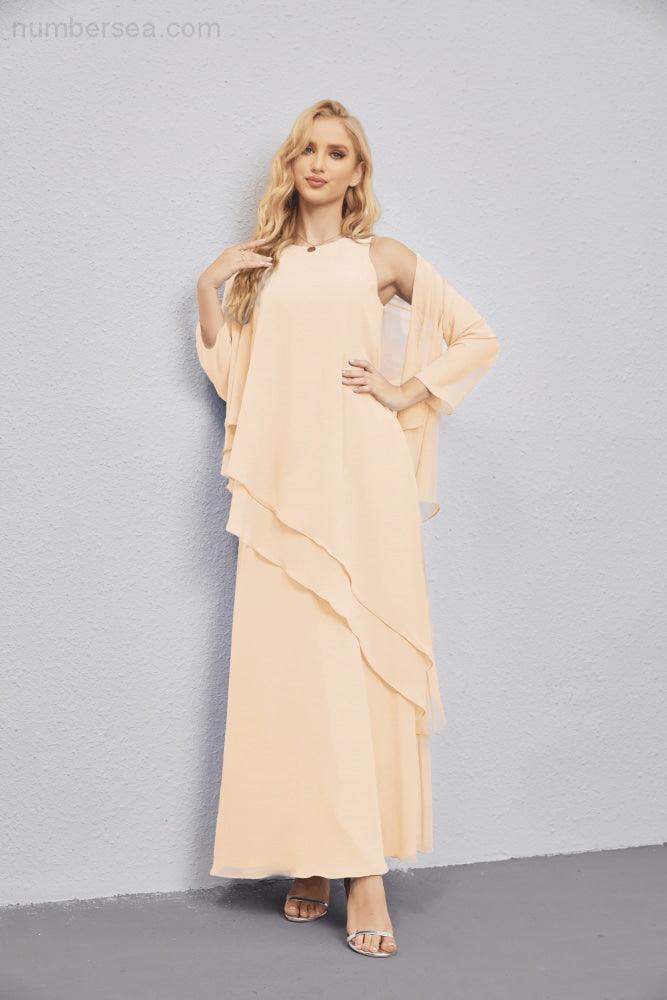 Vestidos de madre de la novia con cárdigan ligero abierto al frente, vestido formal de fiesta 28081 