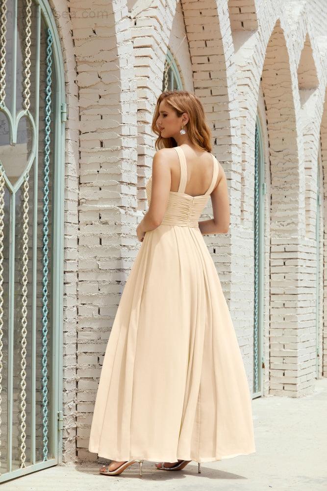 Vestidos de dama de honor con cuello halter, vestido formal de cóctel o de fiesta 28015 