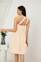 Vestido corto de gasa con un solo hombro para dama de honor de mujer Baoleely, ideal para fiestas y eventos formales como el baile de bienvenida (modelo 2804).