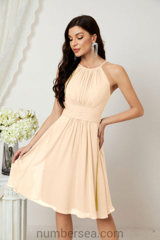 Vestidos de fiesta de bienvenida con cuello halter, vestido formal de cóctel para noche 28011 